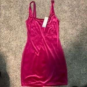 Fushia Urban Outfitters velvet dress